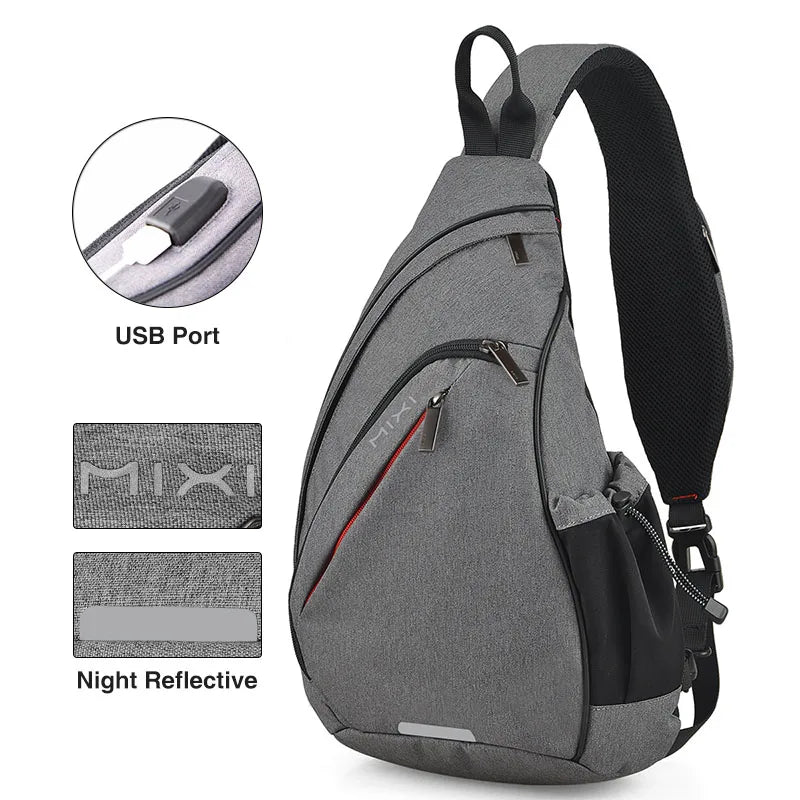 Mixi USB Charging One Shoulder Backpack Crossbody Bag For Men