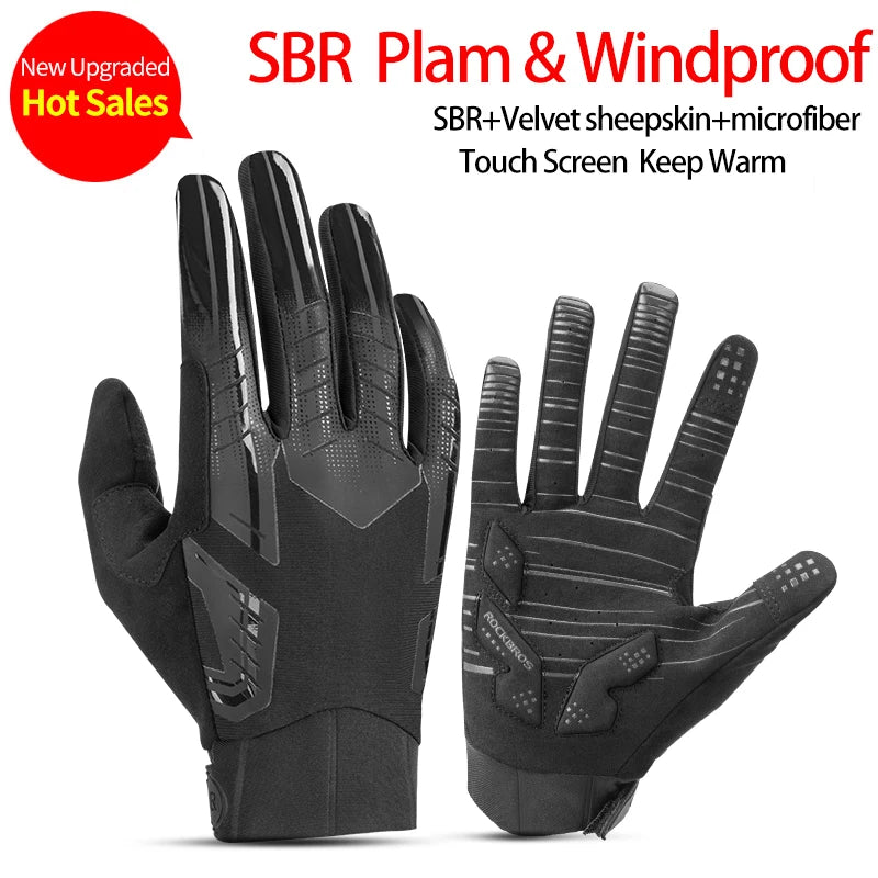 ROCKBROS Thermal Cycling Gloves Windproof Touchscreen Full Finger Shockproof