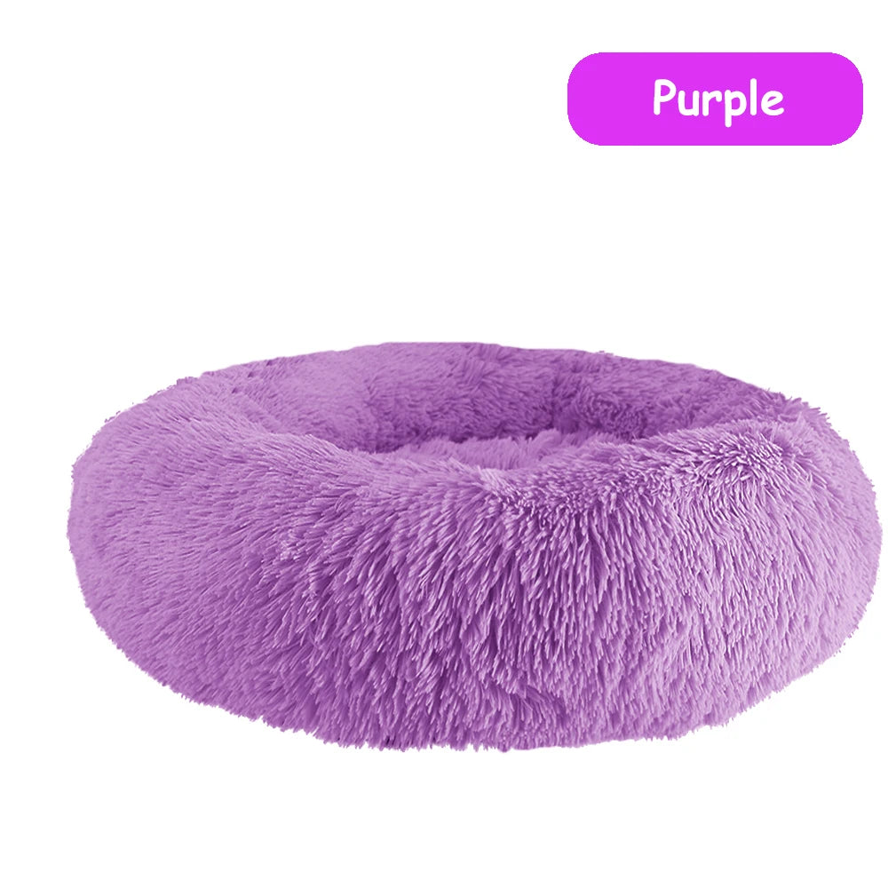 Donut Dog Bed Warm Plush Calming Luxury PetBed For Dogs