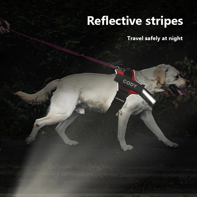 Bolux No Pull Reflective Breathable Adjustable Dog Harness Vest With ID Patch