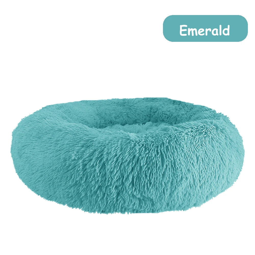 Donut Dog Bed Warm Plush Calming Luxury PetBed For Dogs
