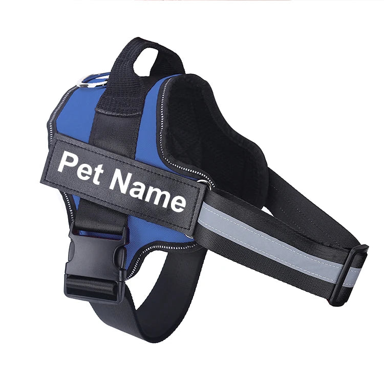 Bolux No Pull Reflective Breathable Adjustable Dog Harness Vest With ID Patch