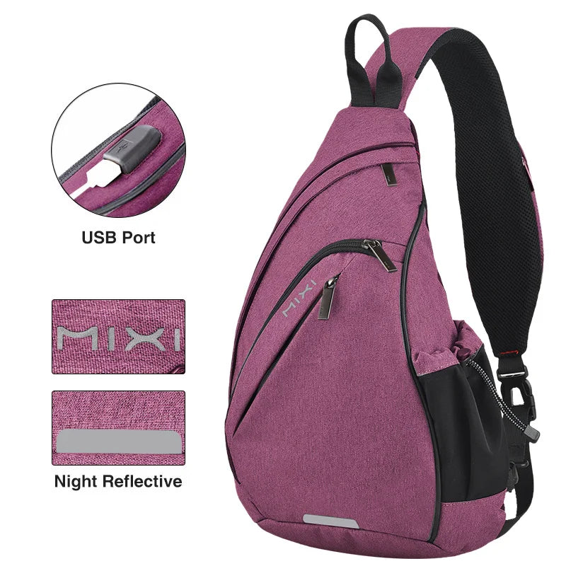 Mixi USB Charging One Shoulder Backpack Crossbody Bag For Men
