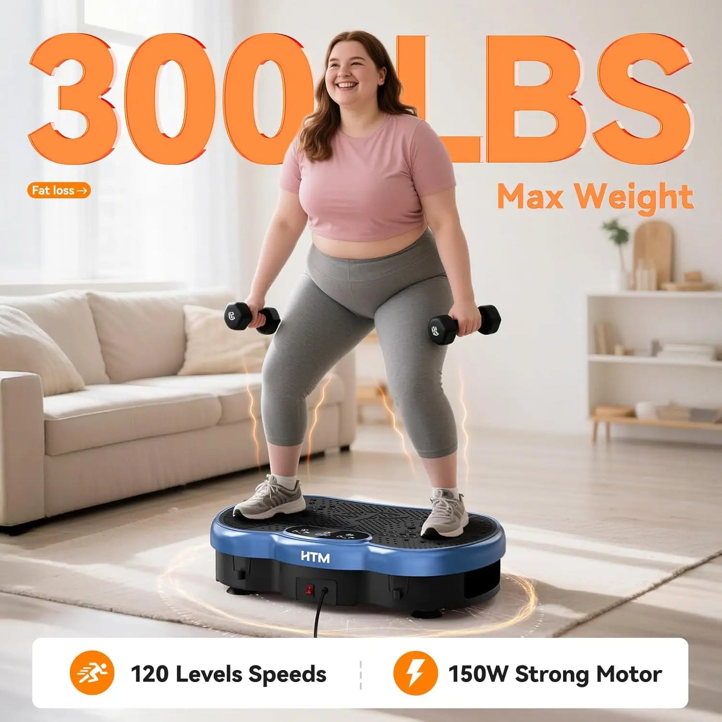 HTMM Fitness Vibration Plate Whole Body Exercise Machine Calorie Tracking
