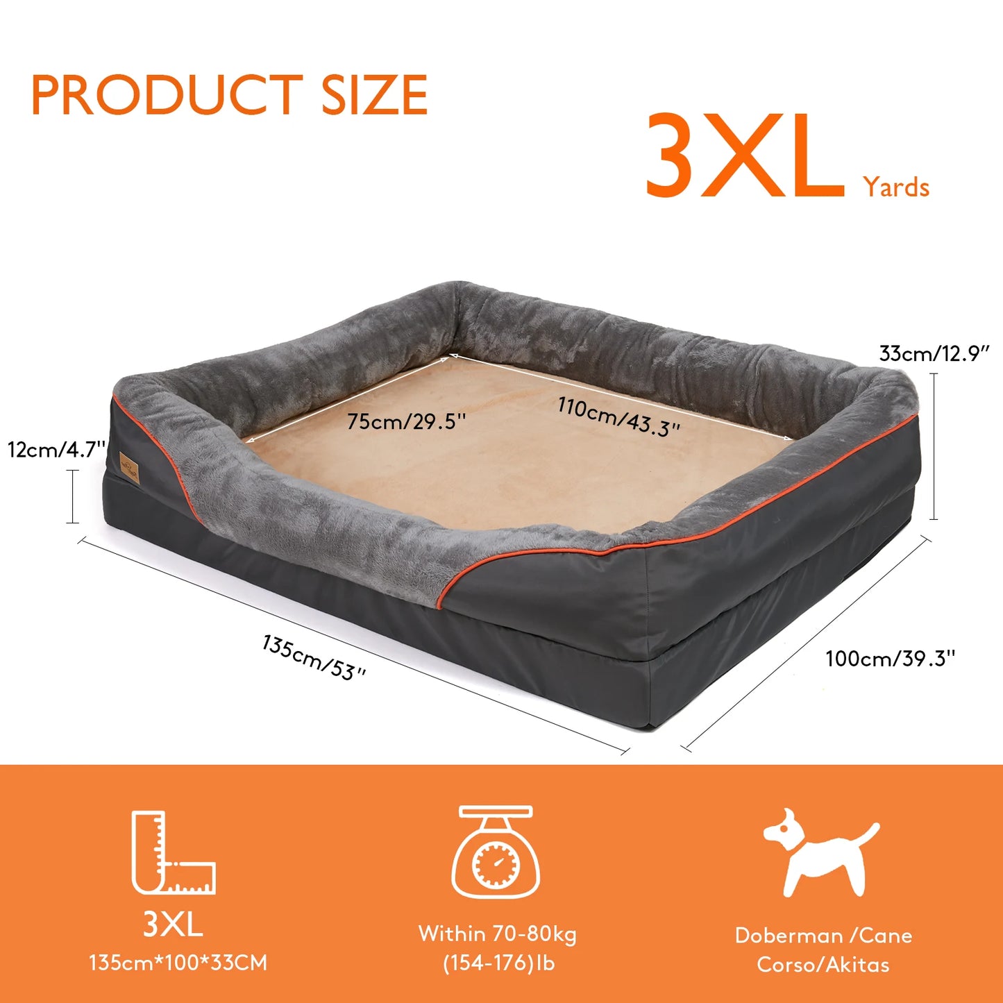 BINGOPAWCN Dog Bed Removable Washable Cover Anti Allergy