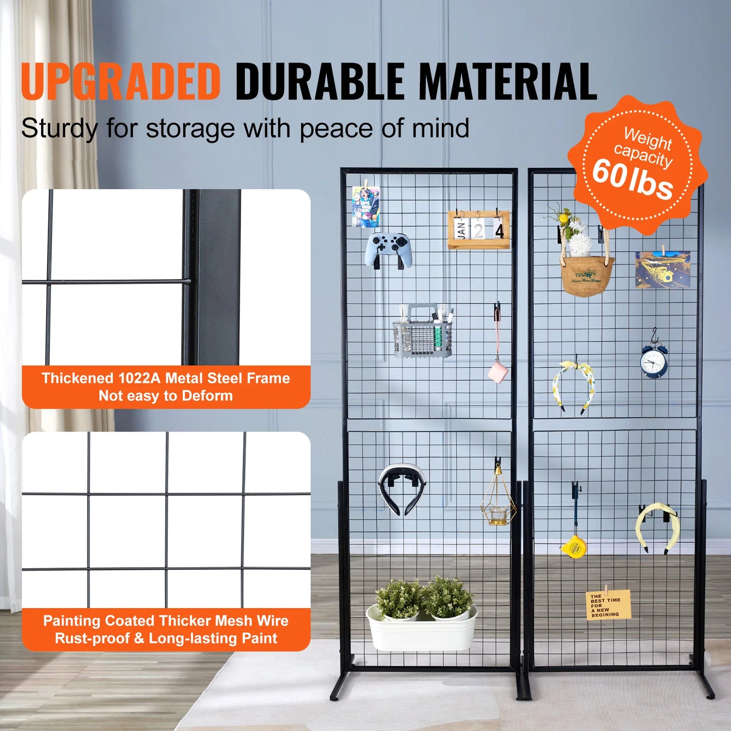 SucceBuy Grid Wall Panels Double Sided Gridwall Display Racks With Hooks