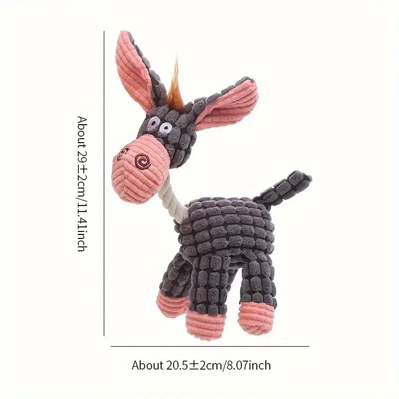 Plush Squeaky Puppy Chew Toys Interactive Teething Donkey Design