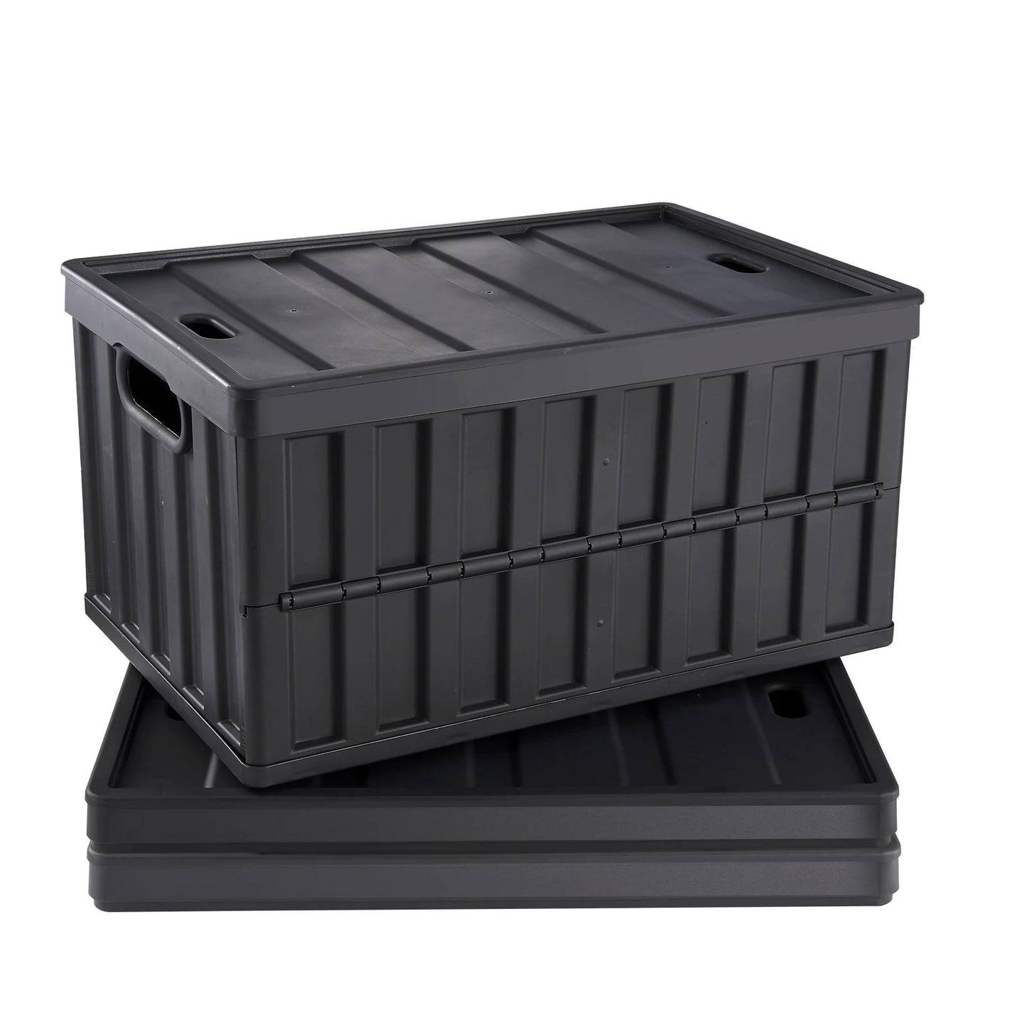 Three Piece Collapsible Stackable Storage Bins With Lids For Home Garage