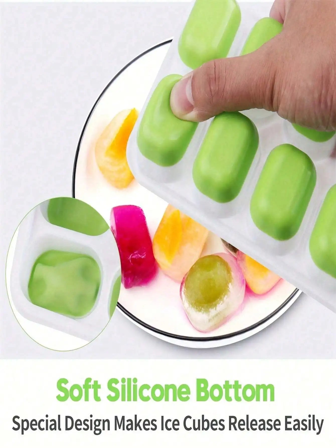 Multicolor Silicone Ice Cube Trays 14Cavity With Removable Lids