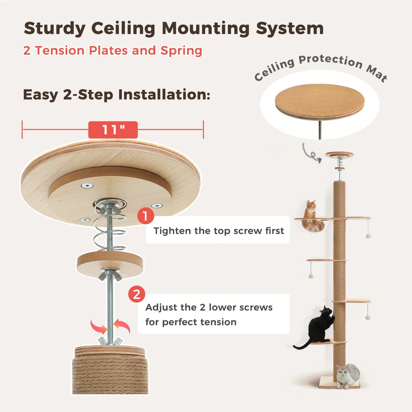 PAWZ Road Cat Tree Tower With Adjustable Height Indoor Cats
