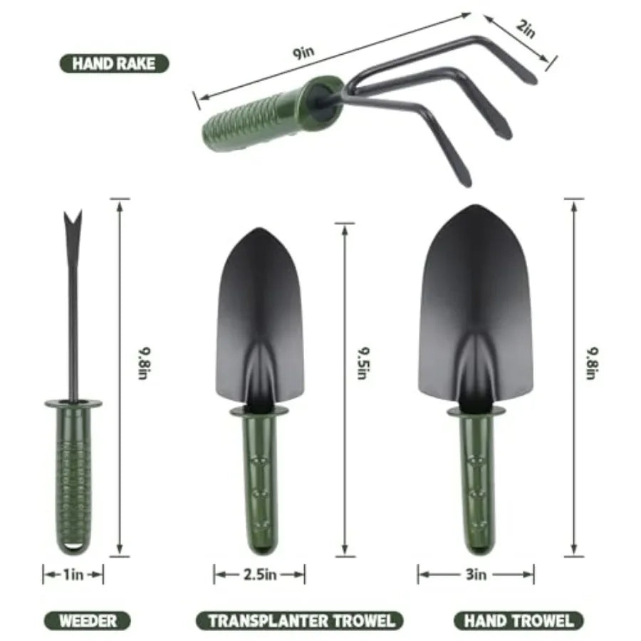 SHXI Garden Tool Set 4 Pieces With Hand Shovel Transplant Shovel Weeder And Rake