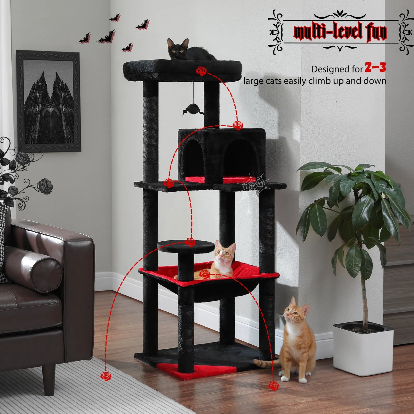 PAWZ Road Cat Tree Indoor 5 Level Tower Sisal Posts