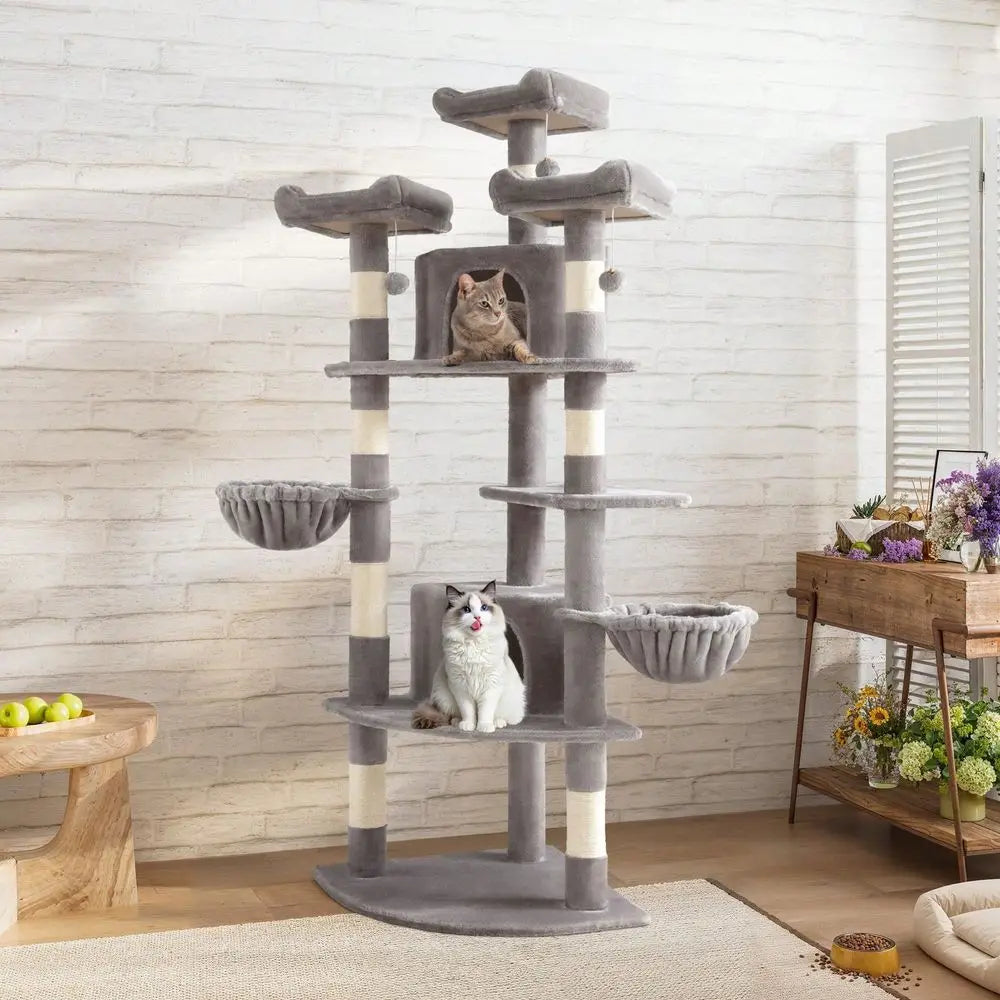 Three Tier Indoor Cat Tree Tower For Corner Space Saving