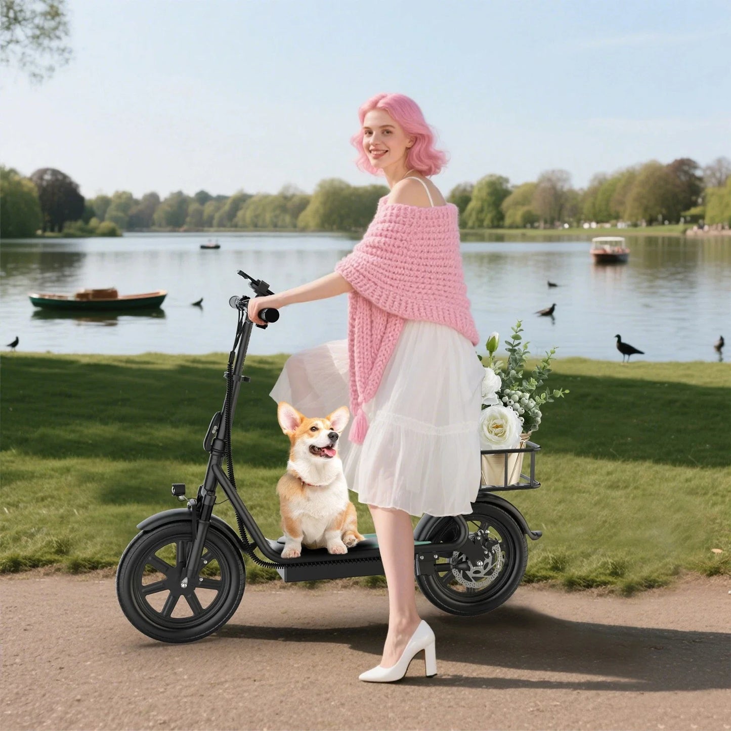 Electric Scooter With Seat For Adult 500W 48V 10.4Ah Battery