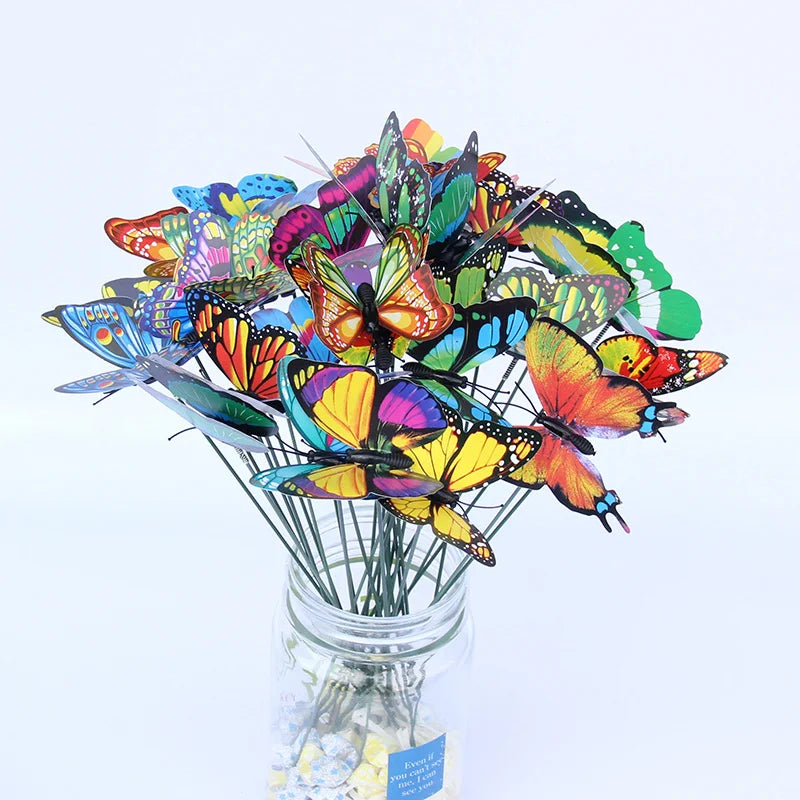 PVC Butterfly Garden Stakes Outdoor Decor 10 20 50 Pcs