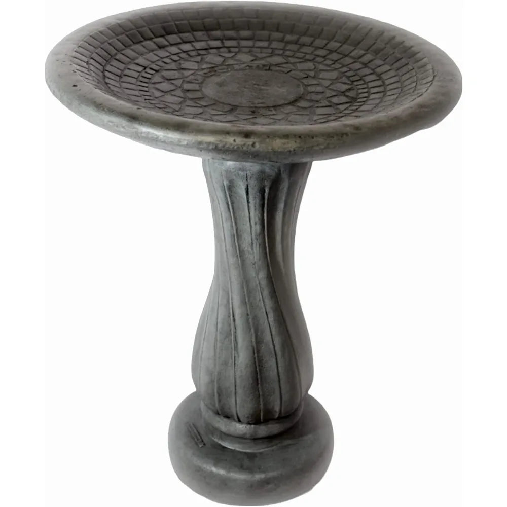 Spiral Birdbath Two Piece Outdoor Stone Garden Decor
