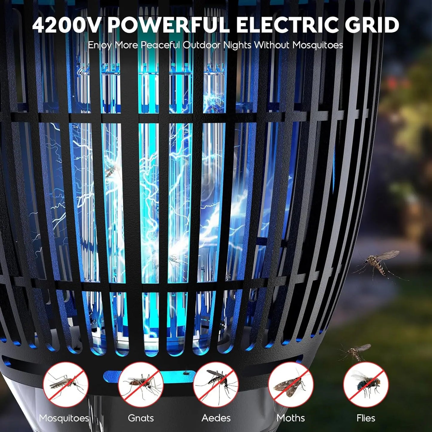 Solar Bug Zapper Outdoor 4200V 3 In 1 Mosquito Zapper