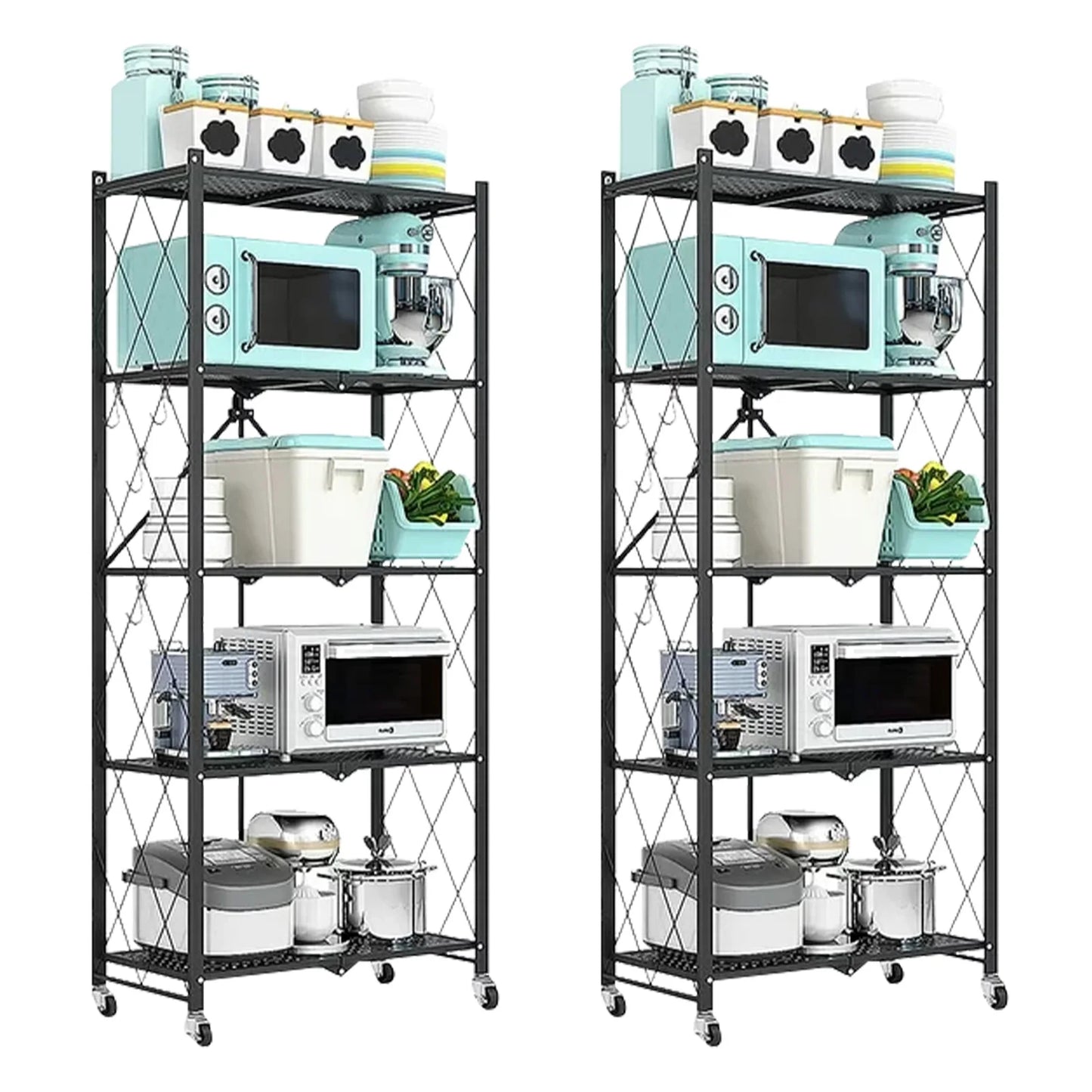 5 Tier Metal Storage Shelving Unit On Wheels