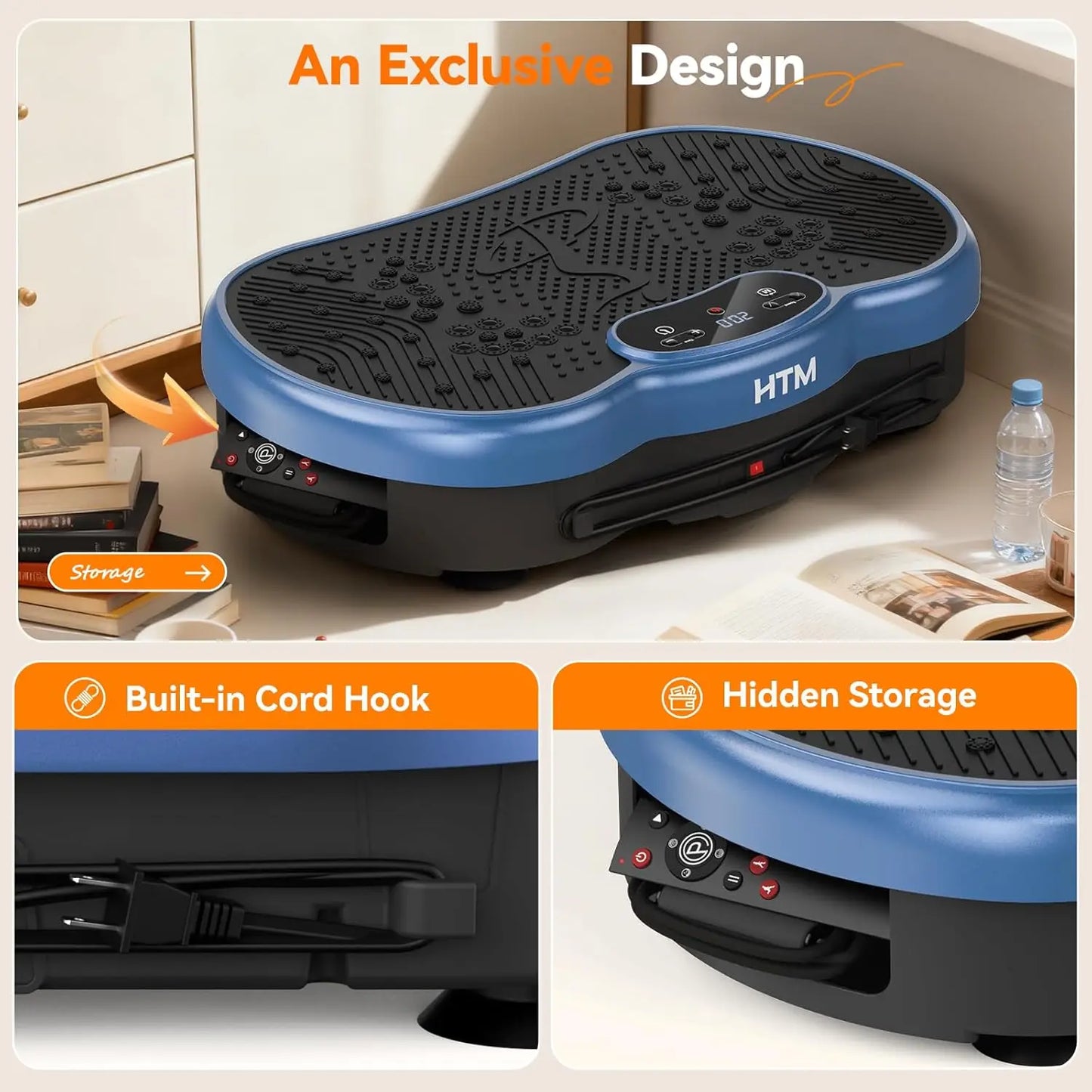 HTMM Fitness Vibration Plate Whole Body Exercise Machine Calorie Tracking