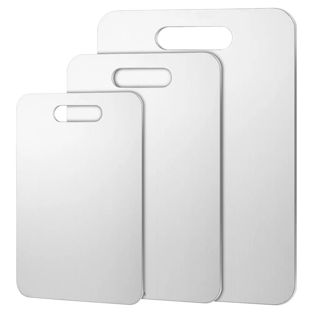 Alloet Double Sided Stainless Steel Cutting Board With Handle