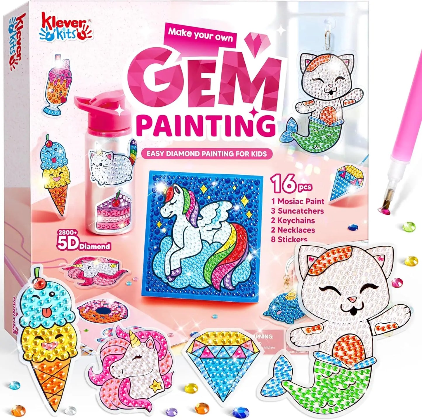 Joyfy 16 Projects Gem Painting Kit With 5D Gems For Girls Ages 6 12