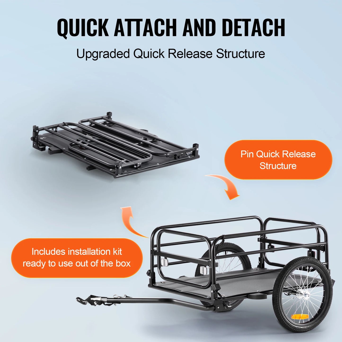 SucceBuy 160 Lbs Bike Cargo Trailer Foldable With Reflectors