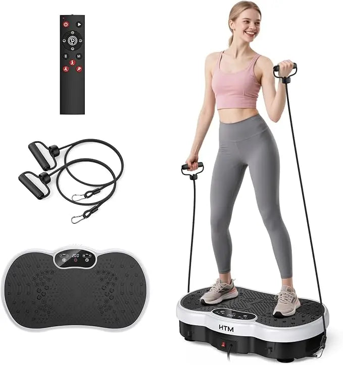 HTMM Fitness Vibration Plate Whole Body Exercise Machine Calorie Tracking