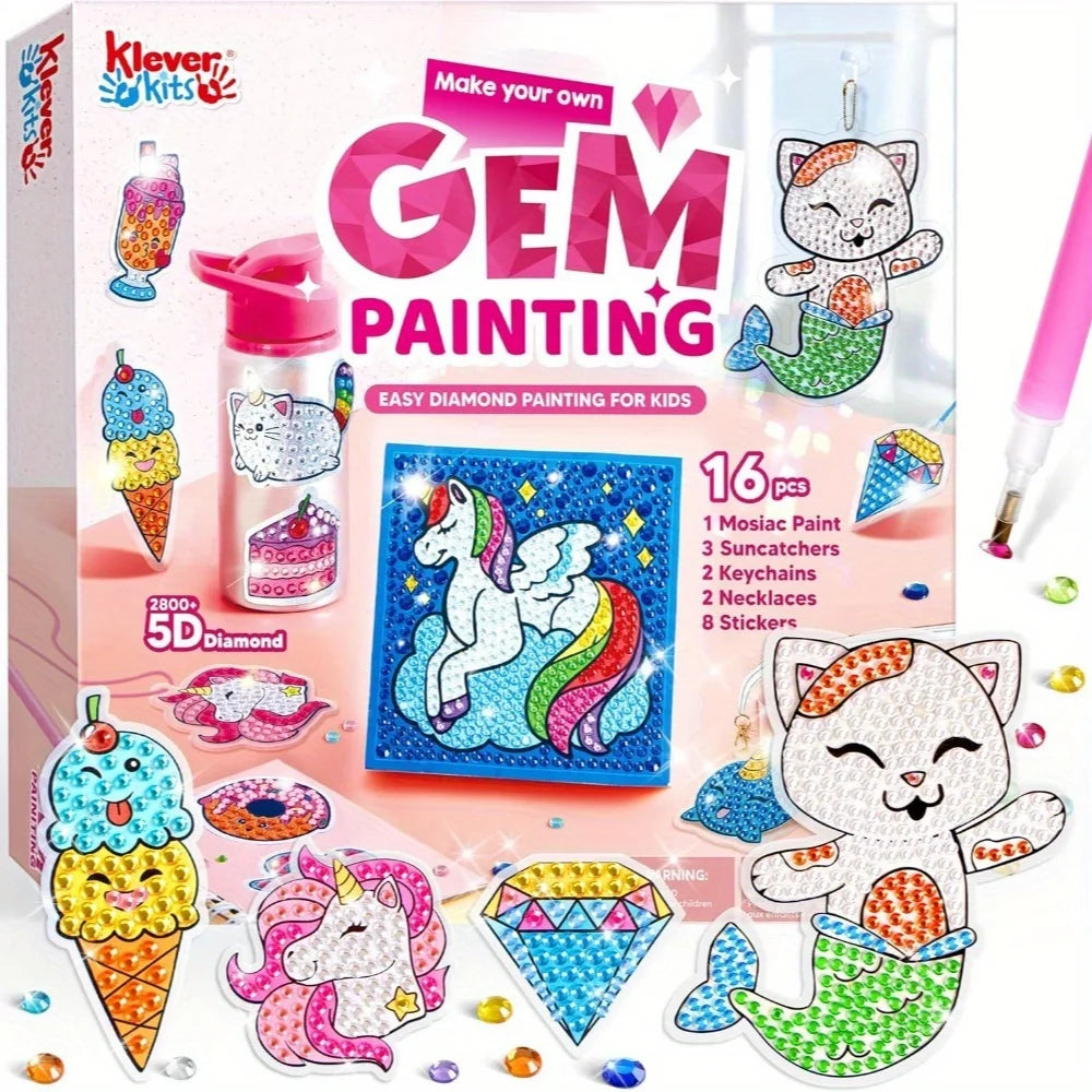 Joyfy 16 Projects Gem Painting Kit With 5D Gems For Girls Ages 6 12