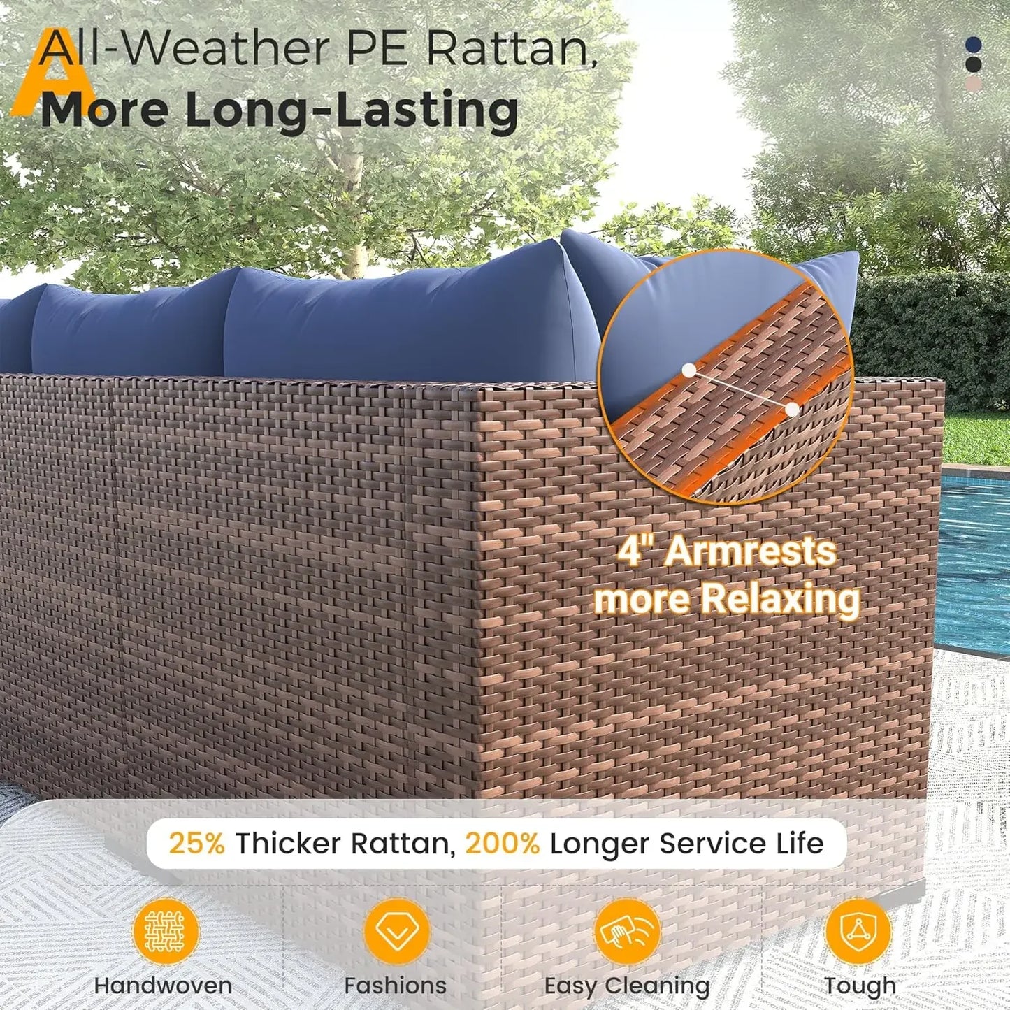 Outdoor Fire Pit Table Furniture Set With All Weather Wicker Sofas