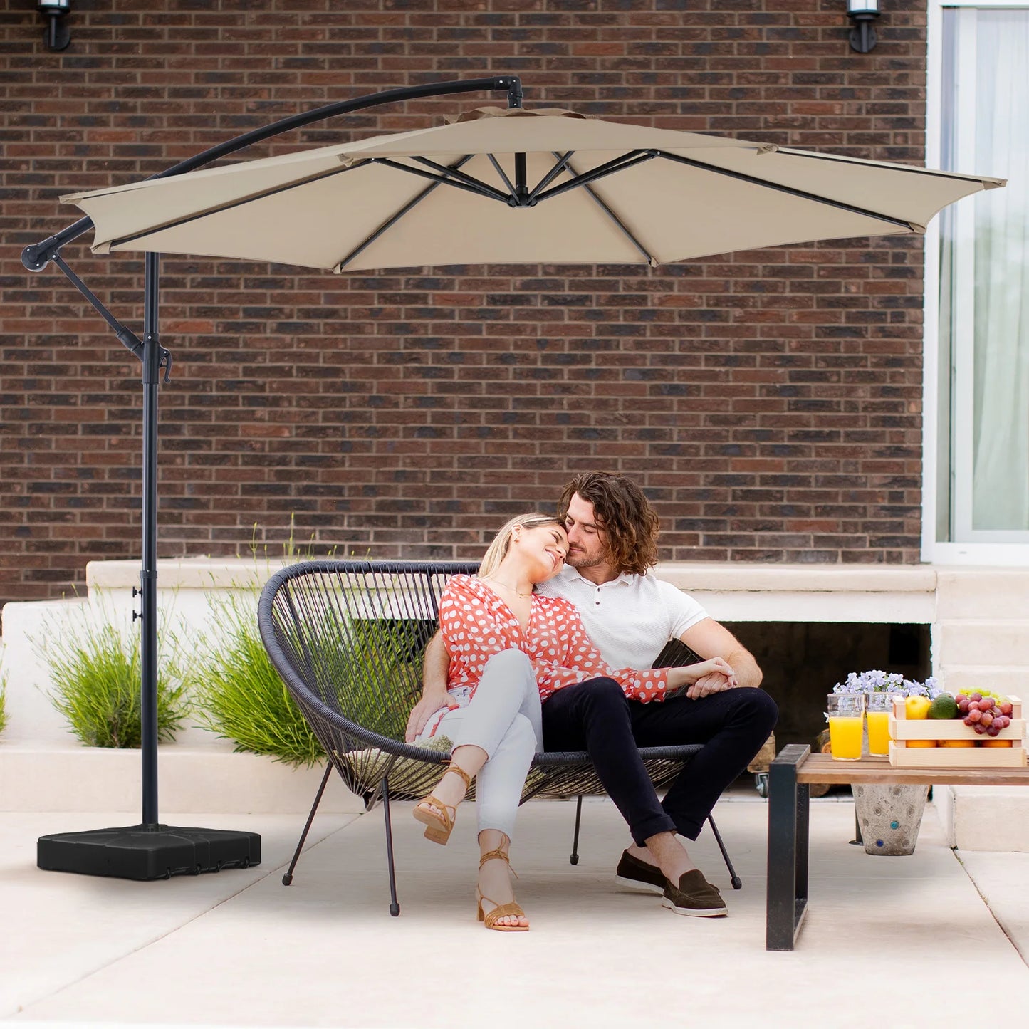 JHK Outdoor Patio Cantilever Umbrella With Easy Tilt UV Protection