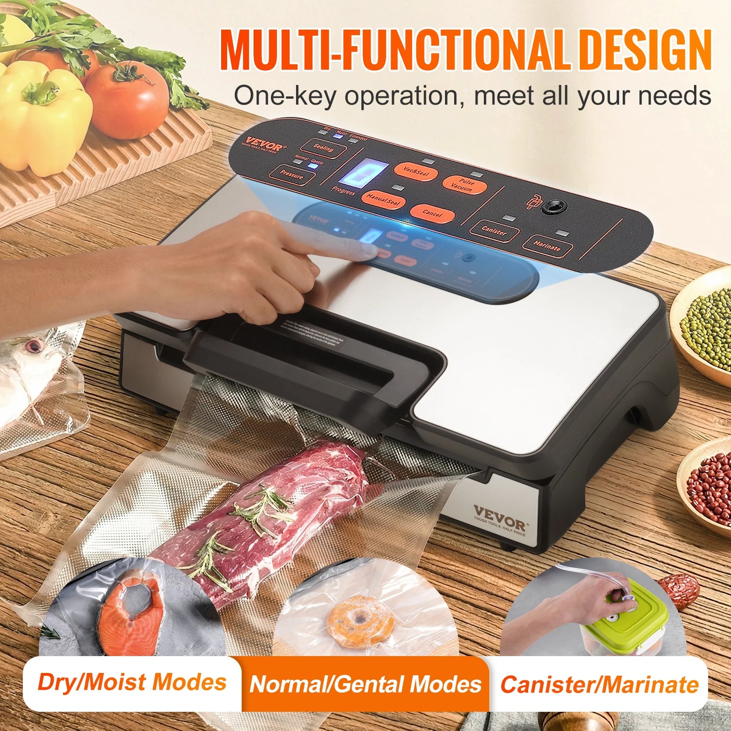 Succebuy Vacuum Sealer 90KPa 130W With Free 10 Vacuum Bags