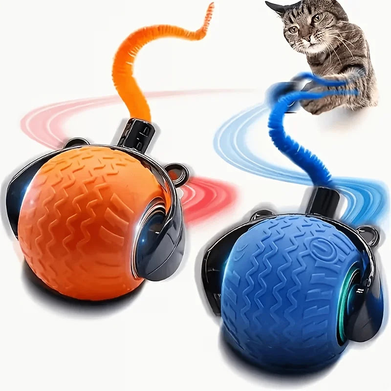 Automatic Rolling Ball Cat Toy With LED Light Motion Activated For Indoor Cats