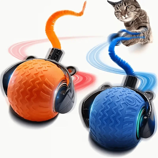 Automatic Rolling Ball Cat Toy With LED Light Motion Activated For Indoor Cats