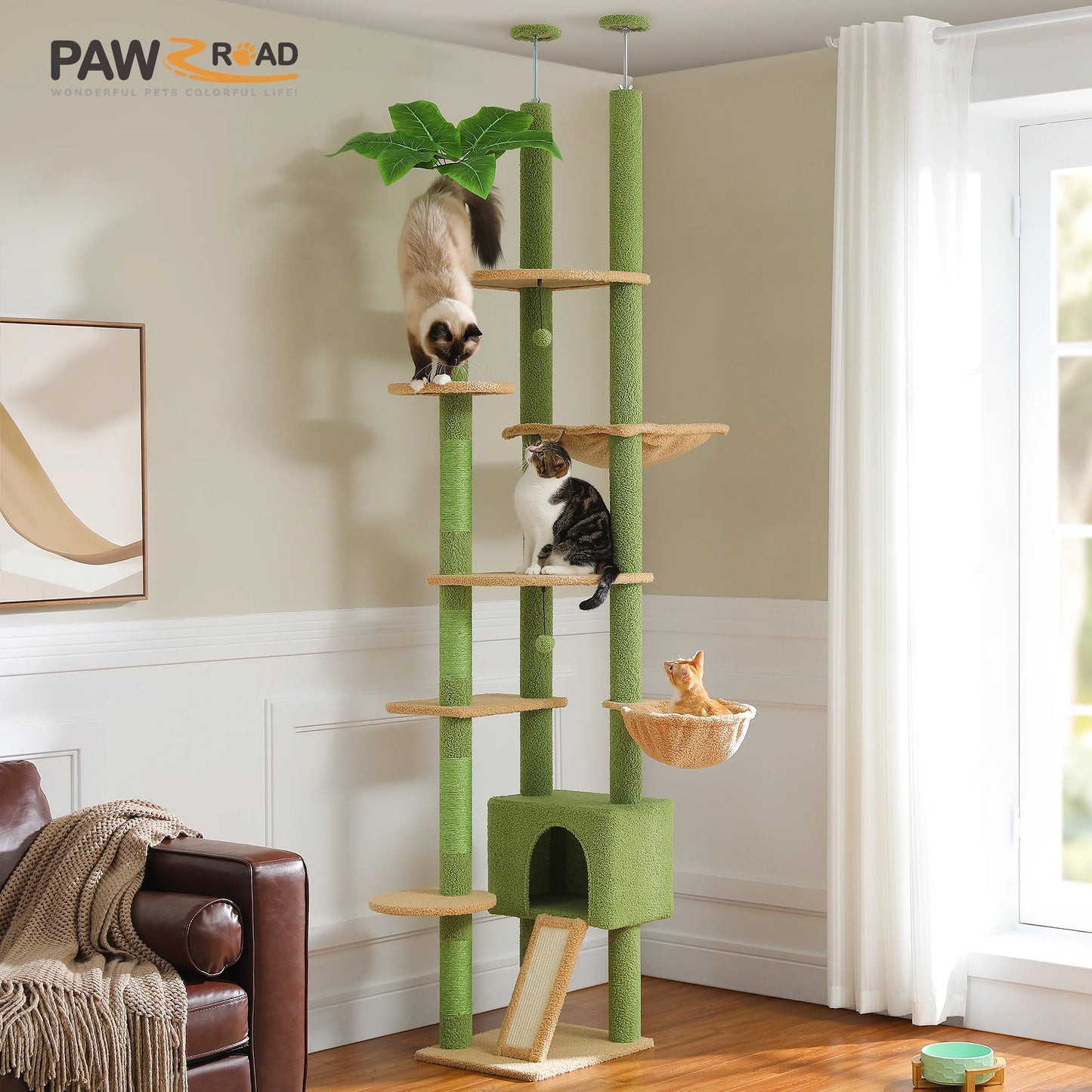PETEPELACN Cactus Cat Tree Floor to Ceiling Cat Tower Adjustable