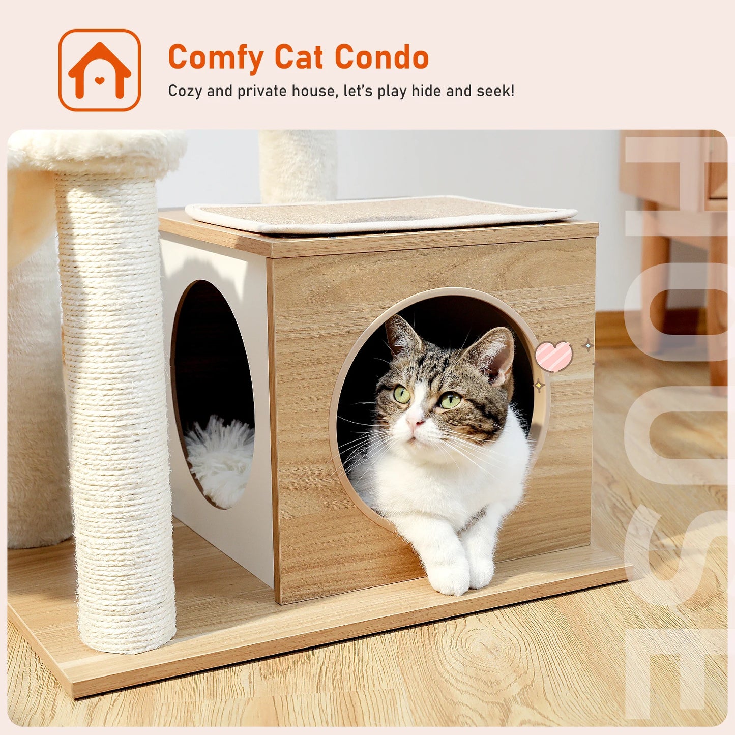 PAWZ Road Modern Cat Tree Indoor Multi Level Wood Tower