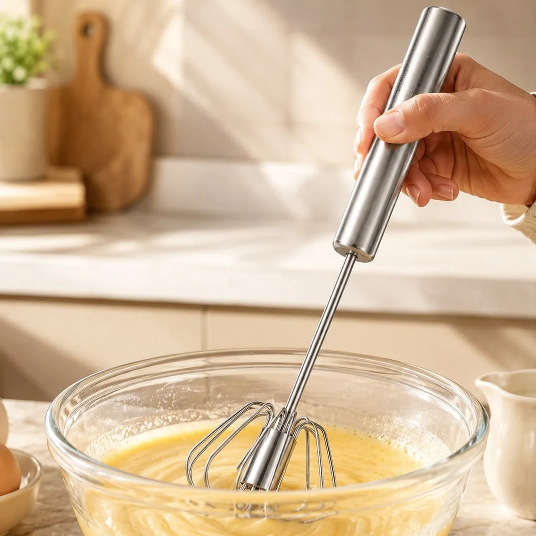 Stainless Steel Whisk Manual and Semi Automatic Egg Blender Cordless