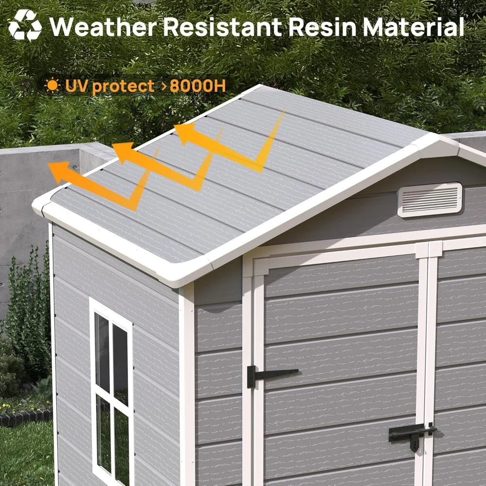 Resin Storage Shed With Flooring For Outdoor Tools