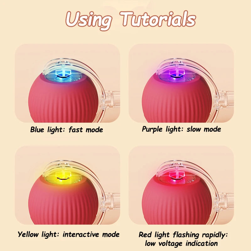 Cat Interactive Ball Toy Automatic Rolling Ball Faux Tail Rechargeable