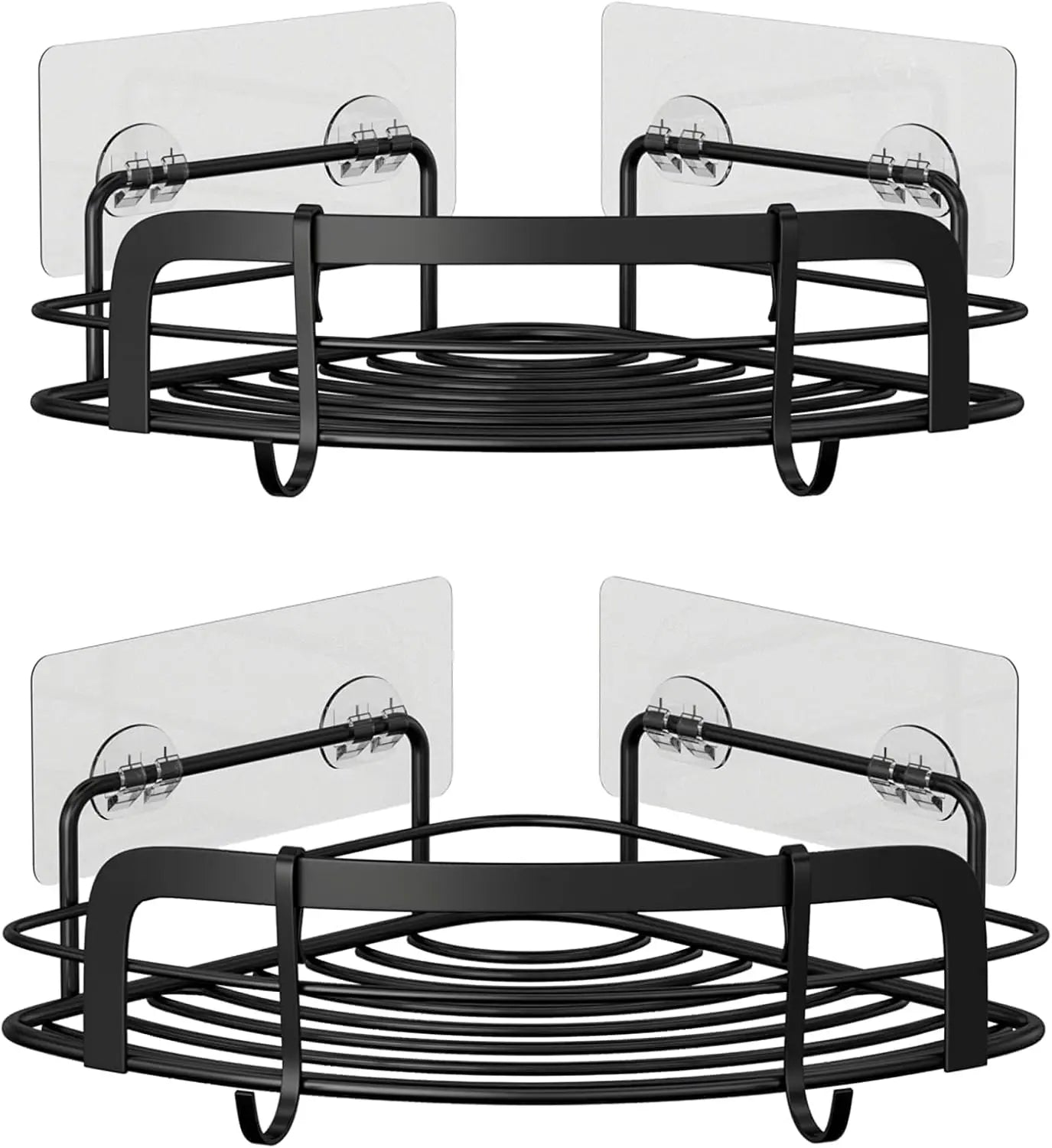 Adhesive Corner Shower Shelf With 4 Hooks Rustproof Stainless Steel