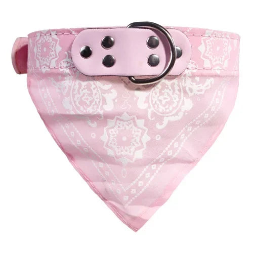 Leather Printed Adjustable Dog Bandana Collar for Chihuahua Puppy