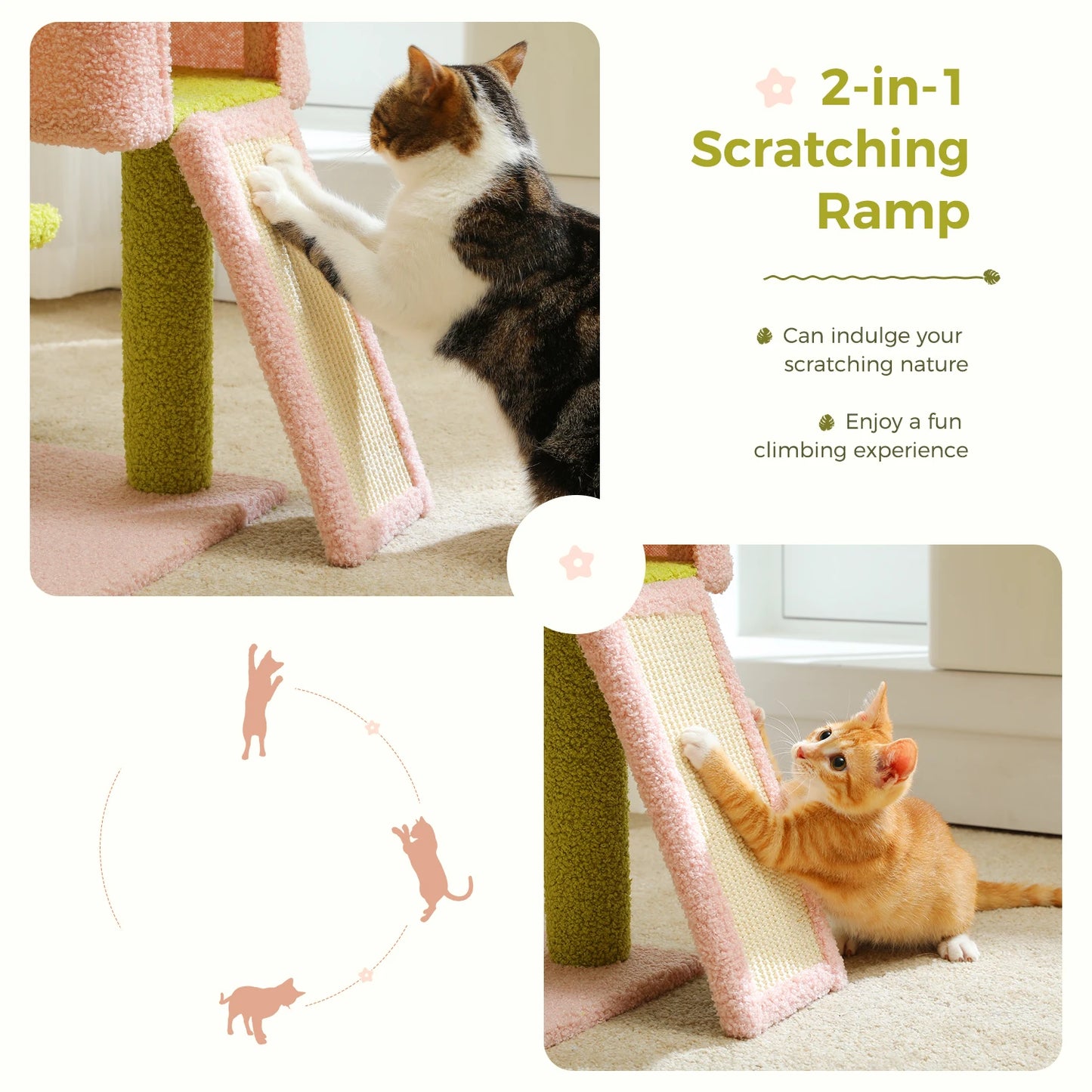 PAWZ Road Flower Cat Tree Multi Level Cat Tower With Sisal Posts