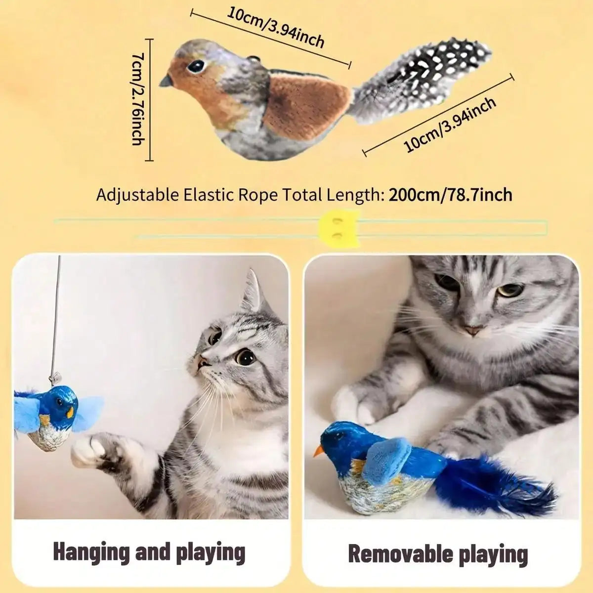 Interactive Cat Toy With Realistic Bird Sounds No Battery Required