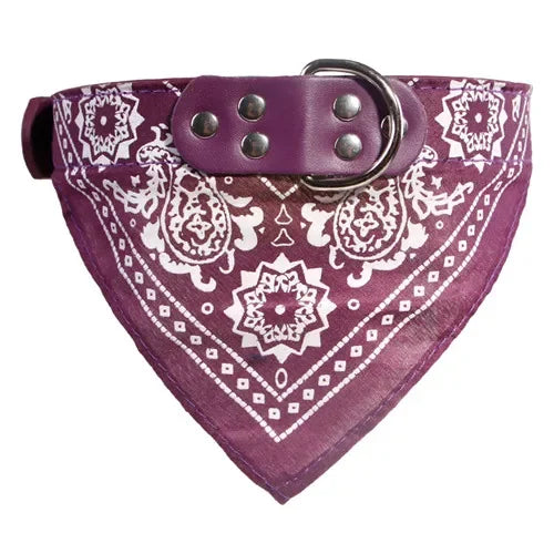Leather Printed Adjustable Dog Bandana Collar for Chihuahua Puppy
