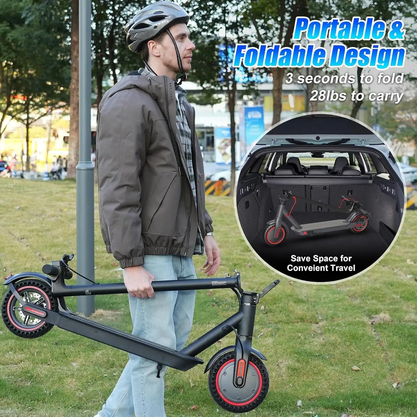 Foldable 350W Electric Scooter for Adults 36V Long Range App Control