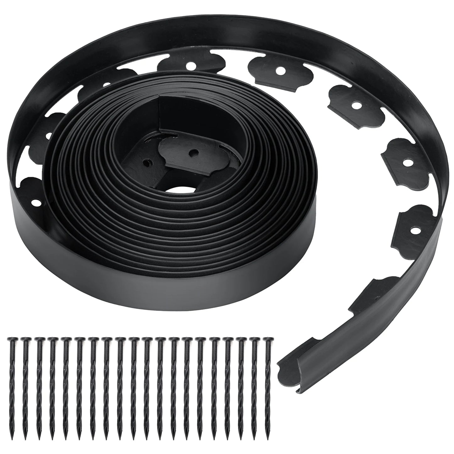 Plastic Lawn Edging Border Kit With 60 Anchoring Spikes