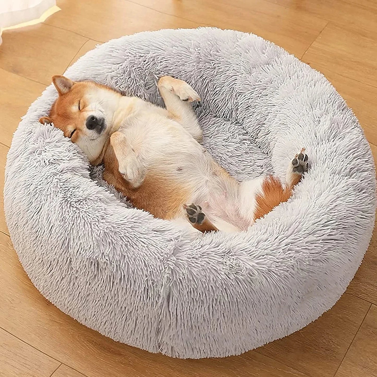 Donut Dog Bed Warm Plush Calming Luxury PetBed For Dogs