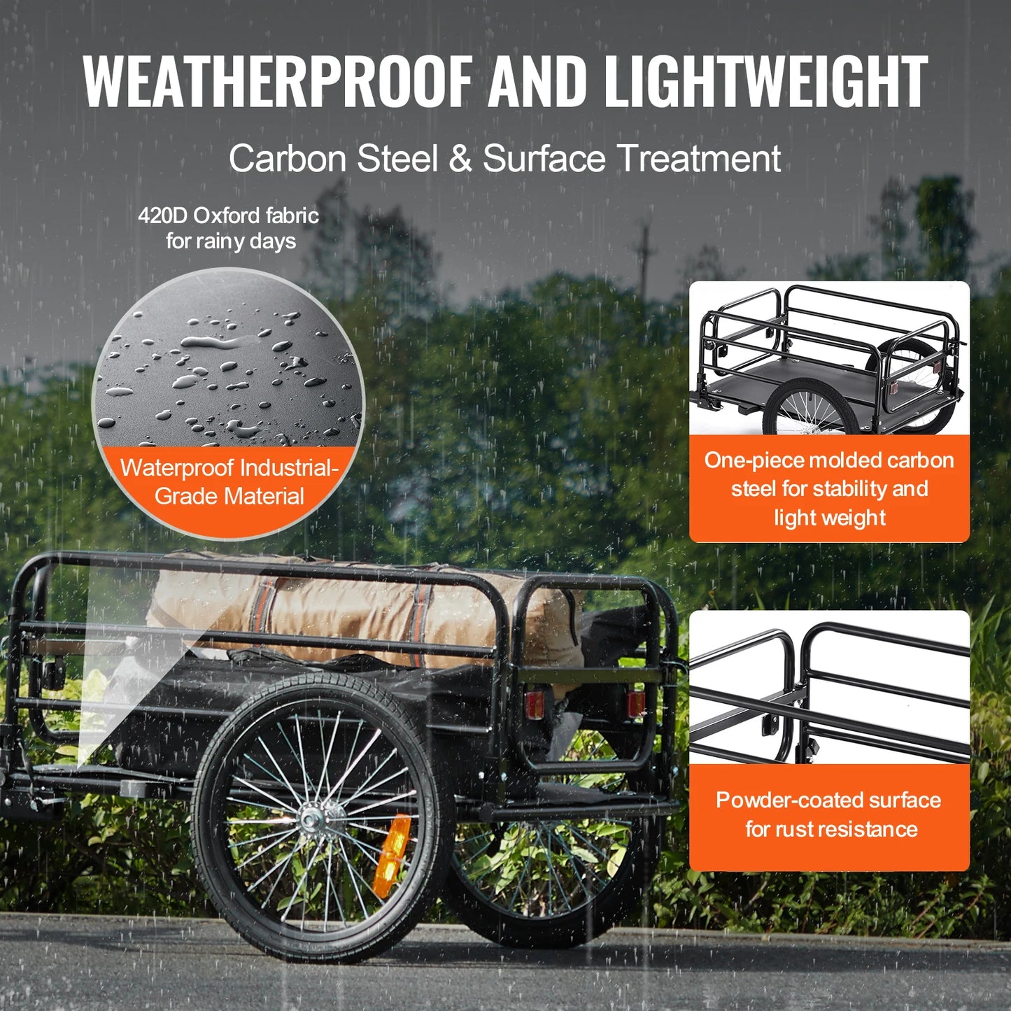 SucceBuy 160 Lbs Bike Cargo Trailer Foldable With Reflectors