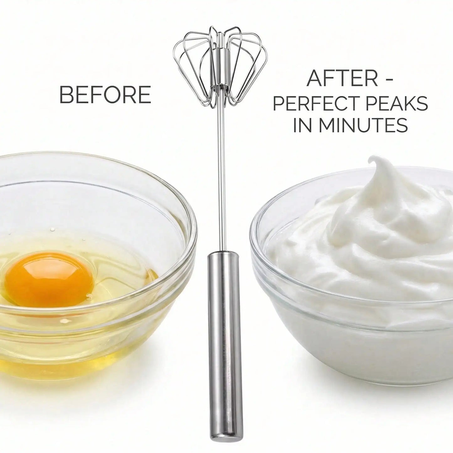 Stainless Steel Whisk Manual and Semi Automatic Egg Blender Cordless