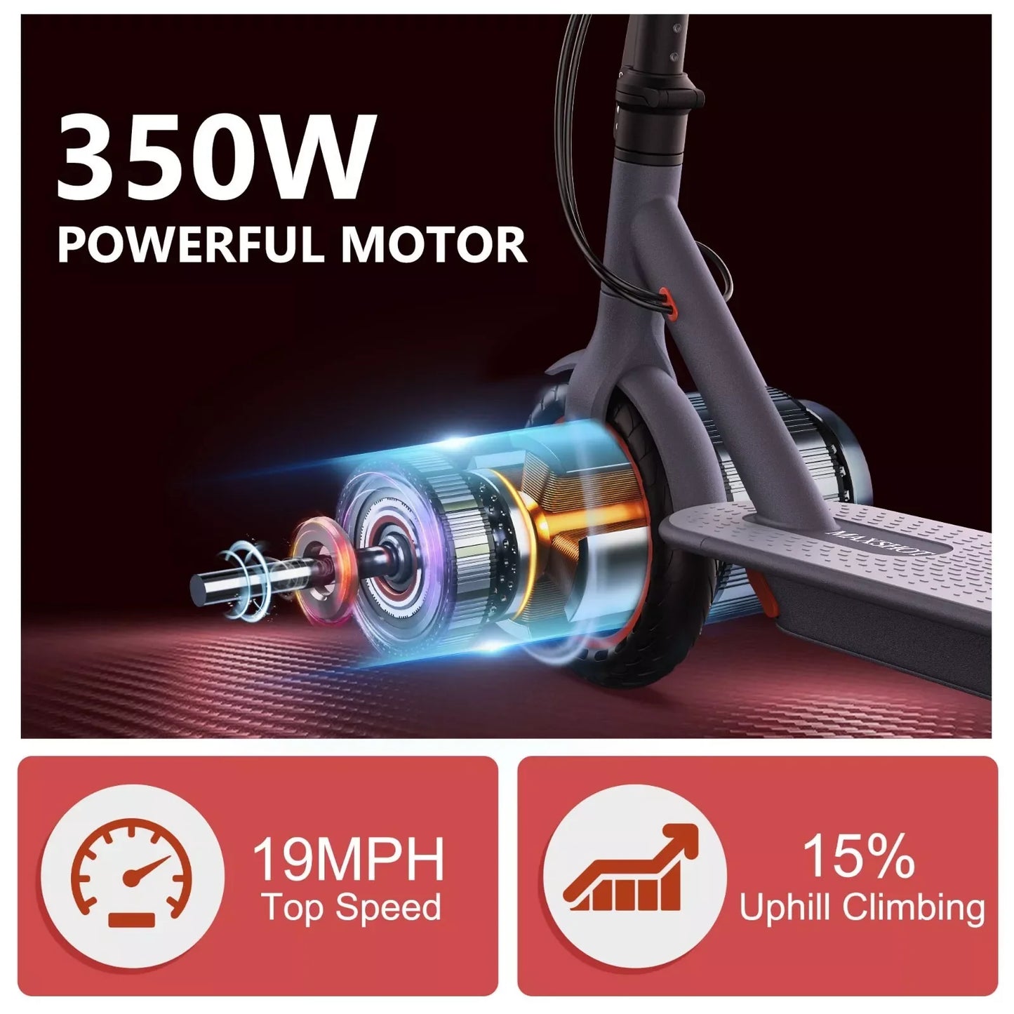 Ladped Electric Scooter 350W 19mph App Control Folding Waterproof