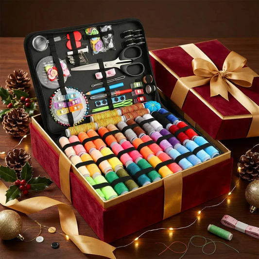 Portable Sewing Kit For Home Set With Threads Needles Scissors